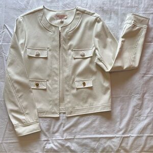 NWT Philosophy Size L Elegant Creamy White Faux Leather Jacket